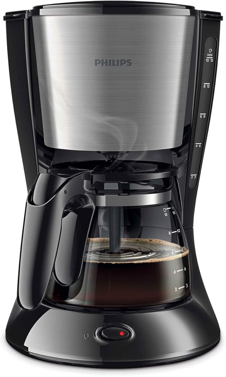 ماكينة صنع القهوة بالتنقيط من فيليبس ديلي كوليكشن HD7462 سعة 1.2 لتر، 15 كوب، لون أسود، مصنوعة من الفولاذ المقاوم للصدأ - ماكينة صنع القهوة (قائمة بذاتها، نصف أوتوماتيكية، بالتنقيط، قهوة مطحونة، لون أسود، مصنوعة من الفولاذ المقاوم للصدأ)